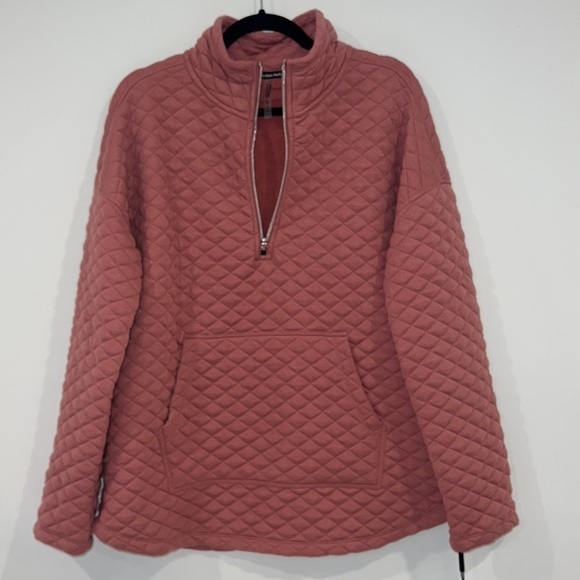 Calvin KLEIN Pink Quilted Long Drop Shoulder Pullover size Large - Picture 3 of 14